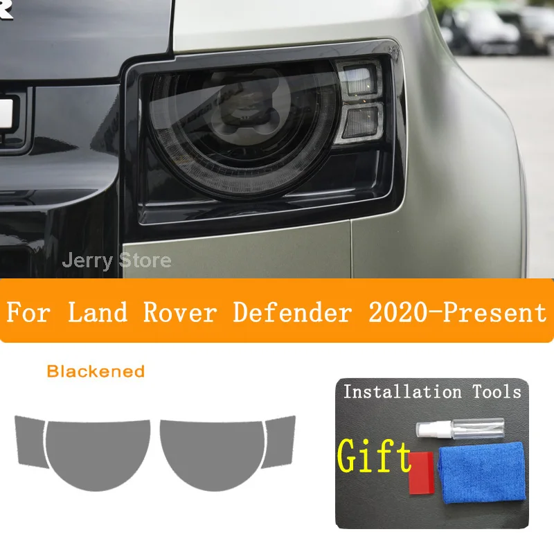 

For Land Rover Defender 2020-Present Car Headlight Protective Film Restoration Transparent Black TPU Repair Sticker