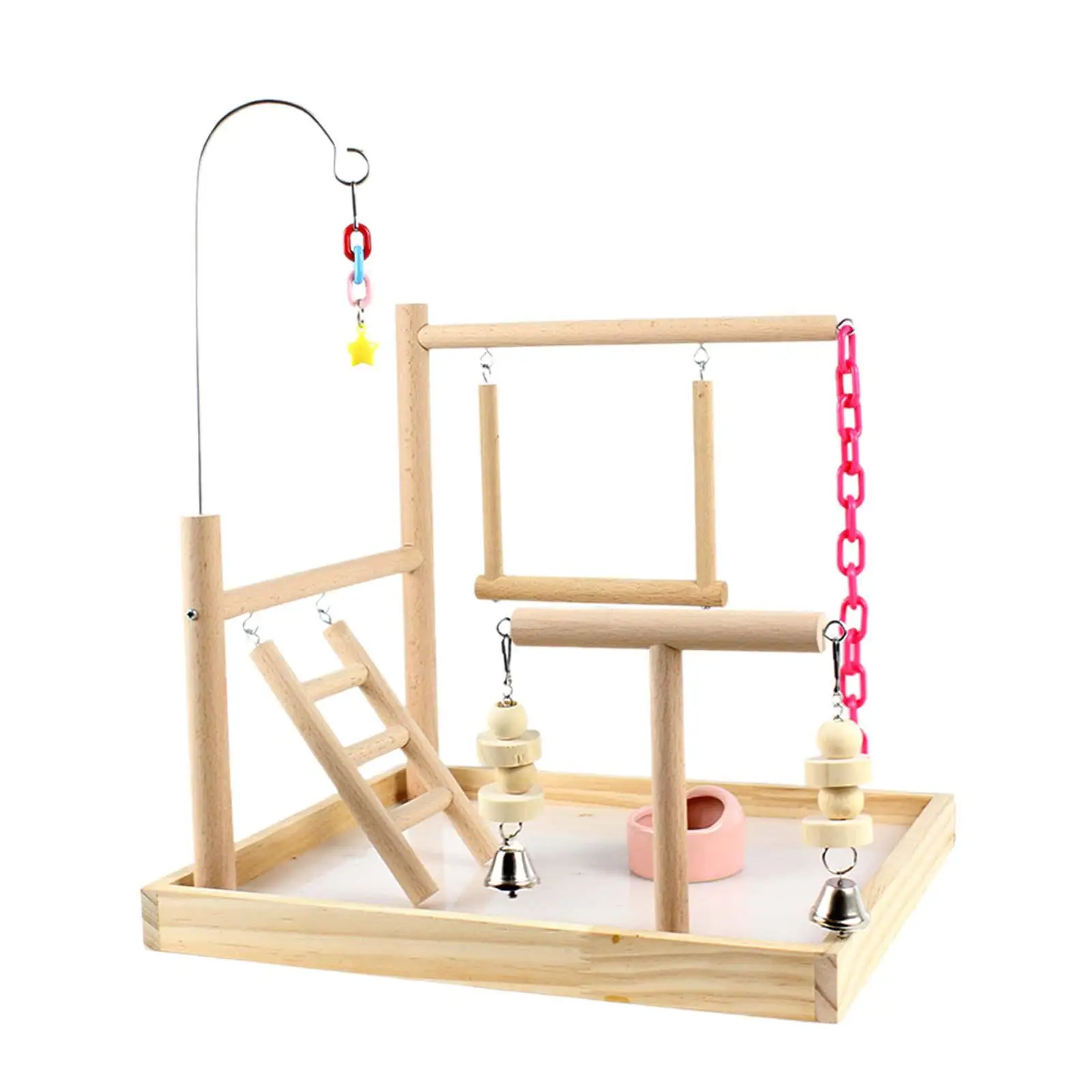 Parco giochi per uccelli pappagalli Supporto persico in legno Accessori per gabbie giocattolo per esercizi Supporto per pappagalli per piccoli parrocchetti Conures Lovebird