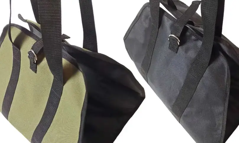 Heavy Duty Waxed Canvas Firewood Carrier Log Tote Bag With Handles For Camping Fireplace Wood Storage And Transport Green Black