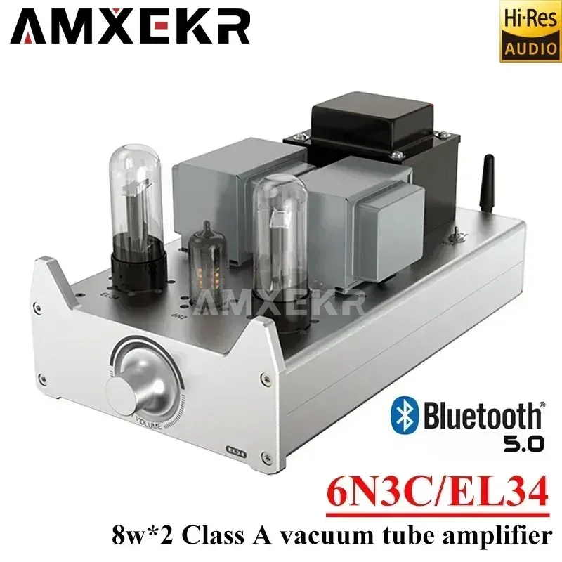 AMXEKR 8W*2 A20B Tube Amplifier Power Bluetooth 5.0 Single-Ended Class A Audio Amplifier Home Theater Bluetooth Amplifier