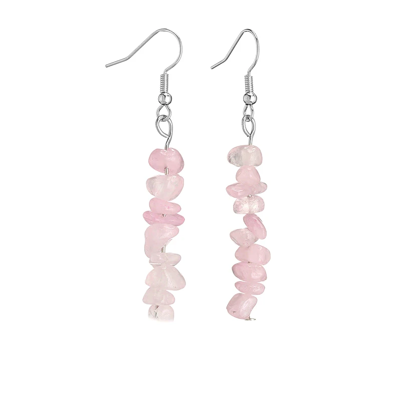 Orignal Rose Quartz Amethyst Natural Stone Drop Earrings For Women Girls Beads Dangle Earing Female Jewelry Brinco Party Gift