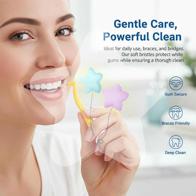 Interdental Brushes Disposable Soft Bristles Assorted Size Set for Deep Plaque Removal Home Dental Hygiene