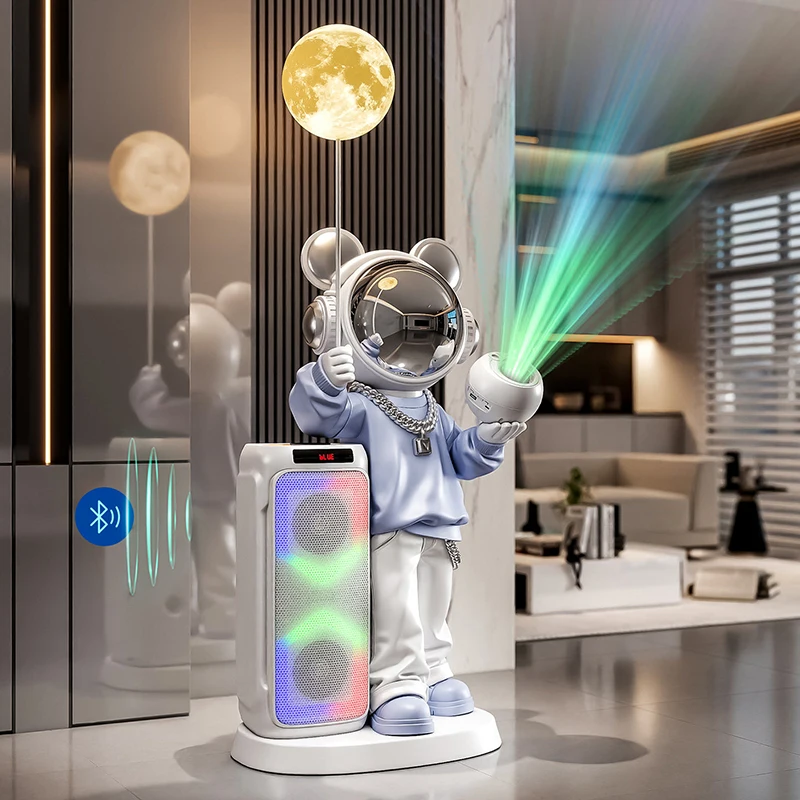 Home Decor Astronaut Statue Large Floor Decoration Starry Sky Projector Bluetooth Speaker Living Room TV Cabinet Decor Sculpture