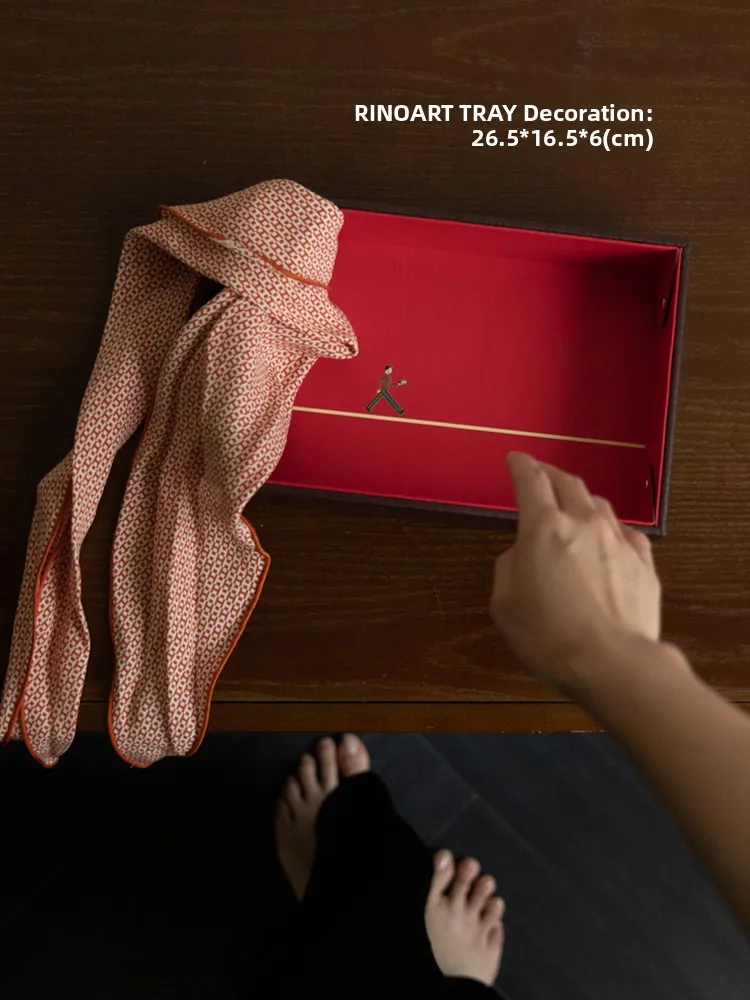 

Classic Red And Yellow Leather Jewelry Box Handheld Storage Tray Creative Storage Organizer for Clothes And Accories