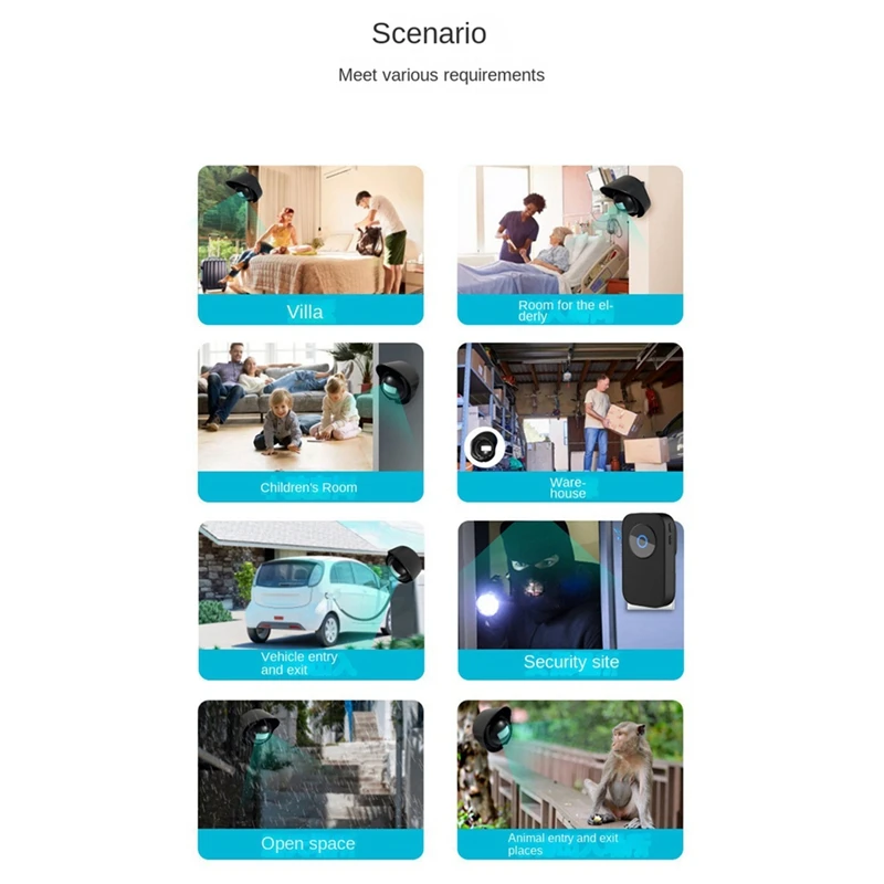 Wireless Waterproof Doorbell Two-To-One Human Body Infrared Induction Doorbell Store Reminder Welcome Device