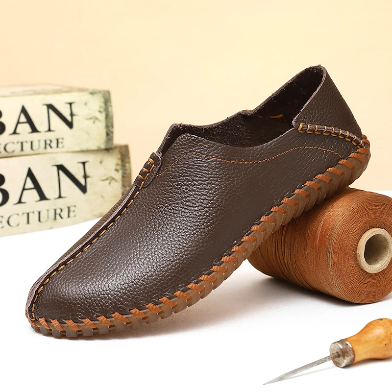 

Мужские кожаные лоферы высокого качества, мужская повседневная обувь, мокасины без шнуровки, мужская обувь на плоской подошве, модная мужская обувь, мужская обувь для вождения, размер 38-47