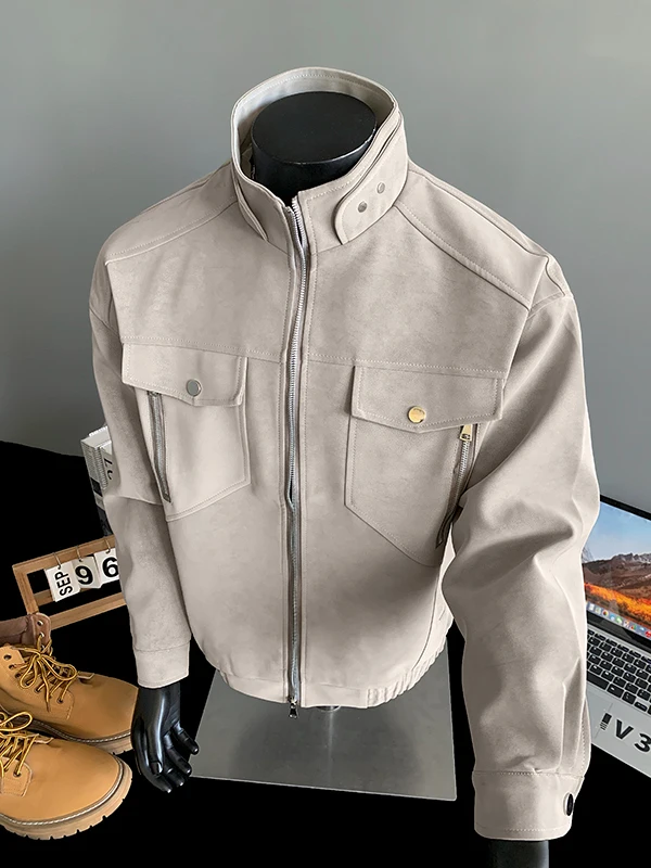 

Matte PU Leather Jaet Men's Spring Autumn High Sensation Cool Workwear Stand Collar American Retro Pilot Jaet