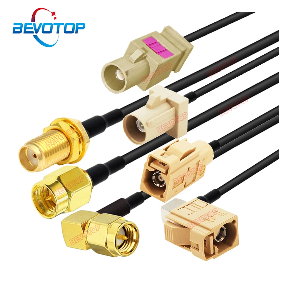 1 ADET Bej Fakra I SMA Erkek/Dişi Konnektörler RG174 Pigtail RF Koaksiyel Anten Uzatma Jumper Kablosu RF Koaksiyel Kablo BEVOTOP