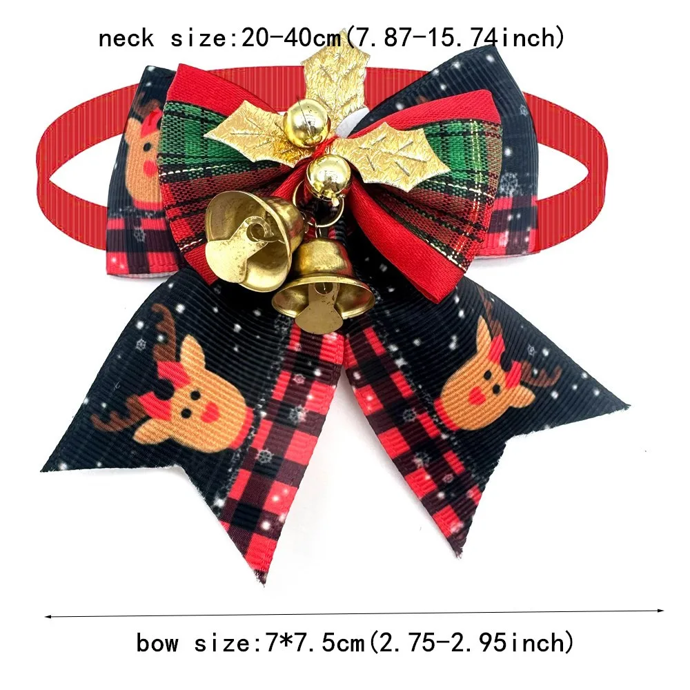 New Christmas Dog Bow Tie Snowman Christmas Tree Style Dog Cat Bow Tie for Small Dogs Pet Holiday Collar Grooming Supplies