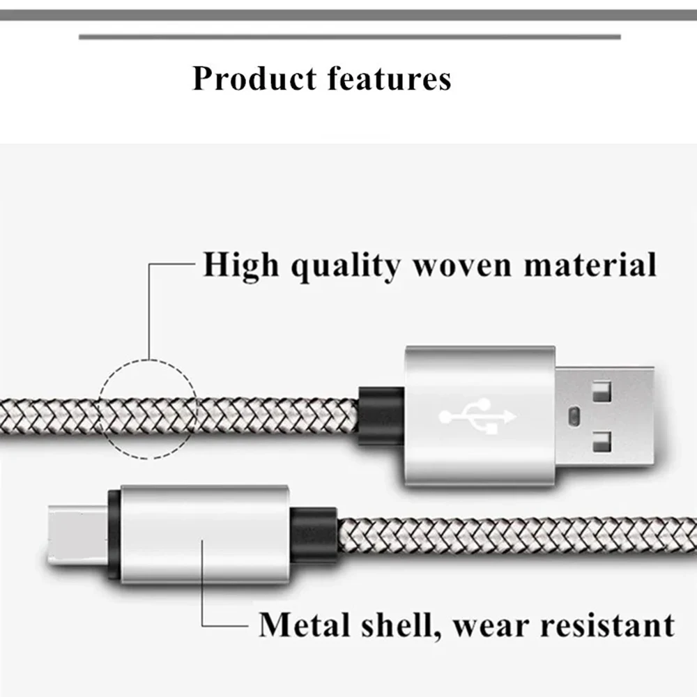 5pcs 10pcs USB A to Type C Charging Cable Fast Charger Nylon Braided Data Cable For Samsung Xiaomi Android Phone Accessories view 6