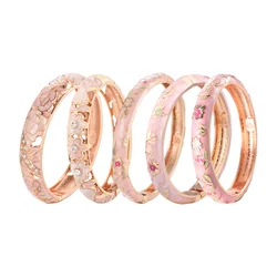 Hollow Bracelets For Women Enamel Bangles Cloisonne Women's Bracelet Pink Bangle On Hand Alloy Jewelry India African Hawaiian
