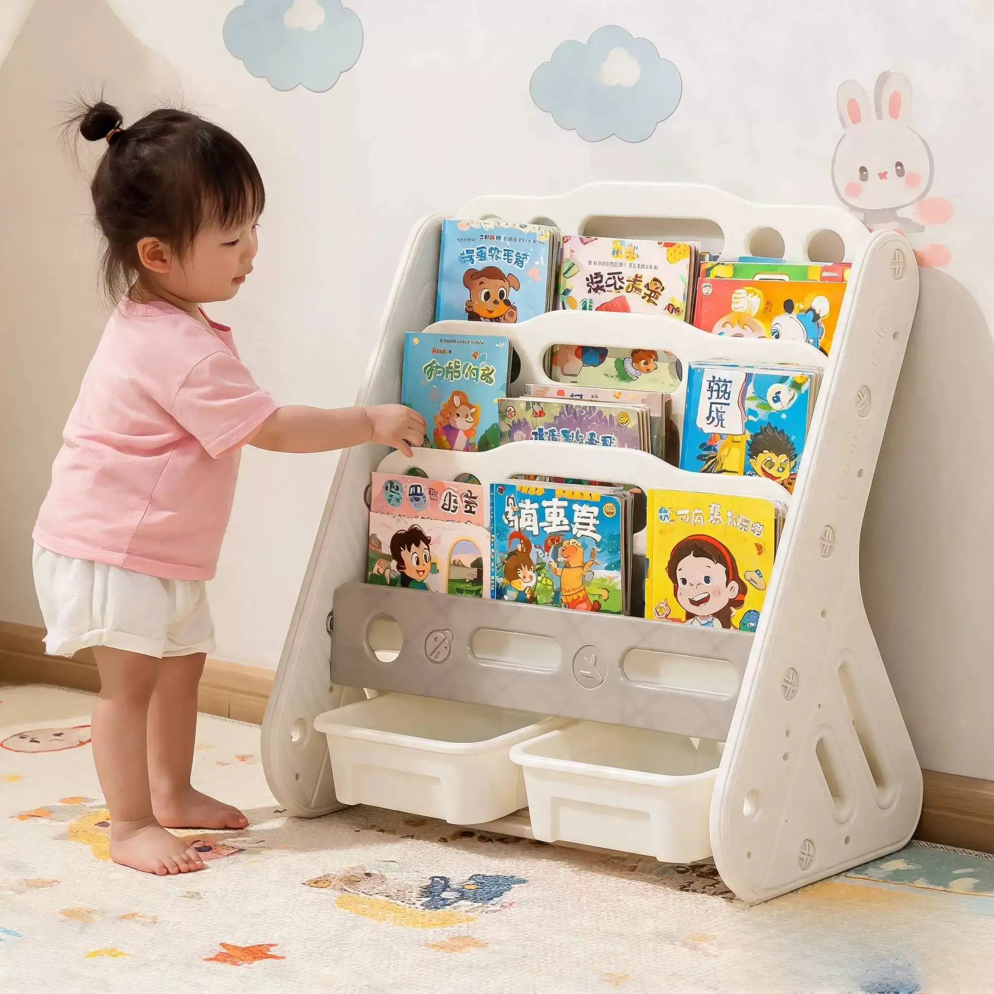 children's-bookshelf-plastic-floor-standing-two-in-one-multi-layer-storage-organizer-for-toys-and-picture-books-home-use