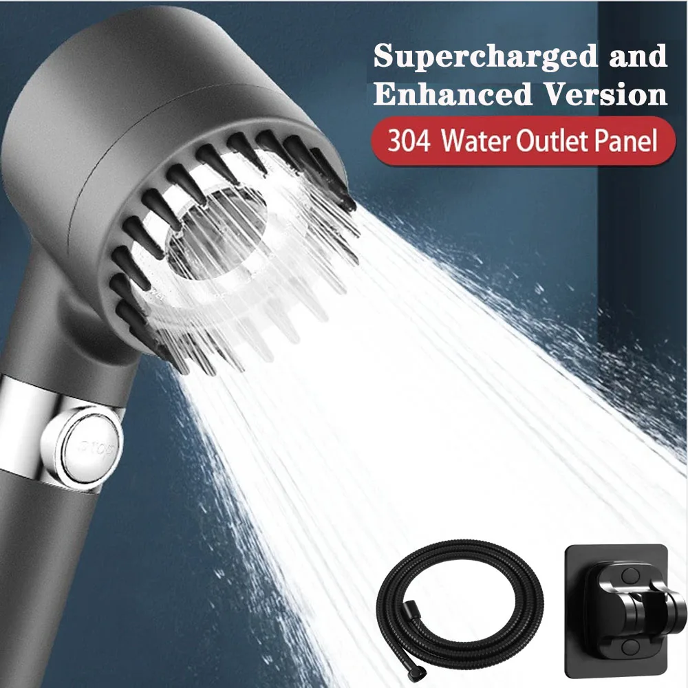 3 Modes High Pressure Shower Head Filter Massage Spa Pressurized Shower Set with Hose Rainfall Spray Nozzle Bathroom Accessories