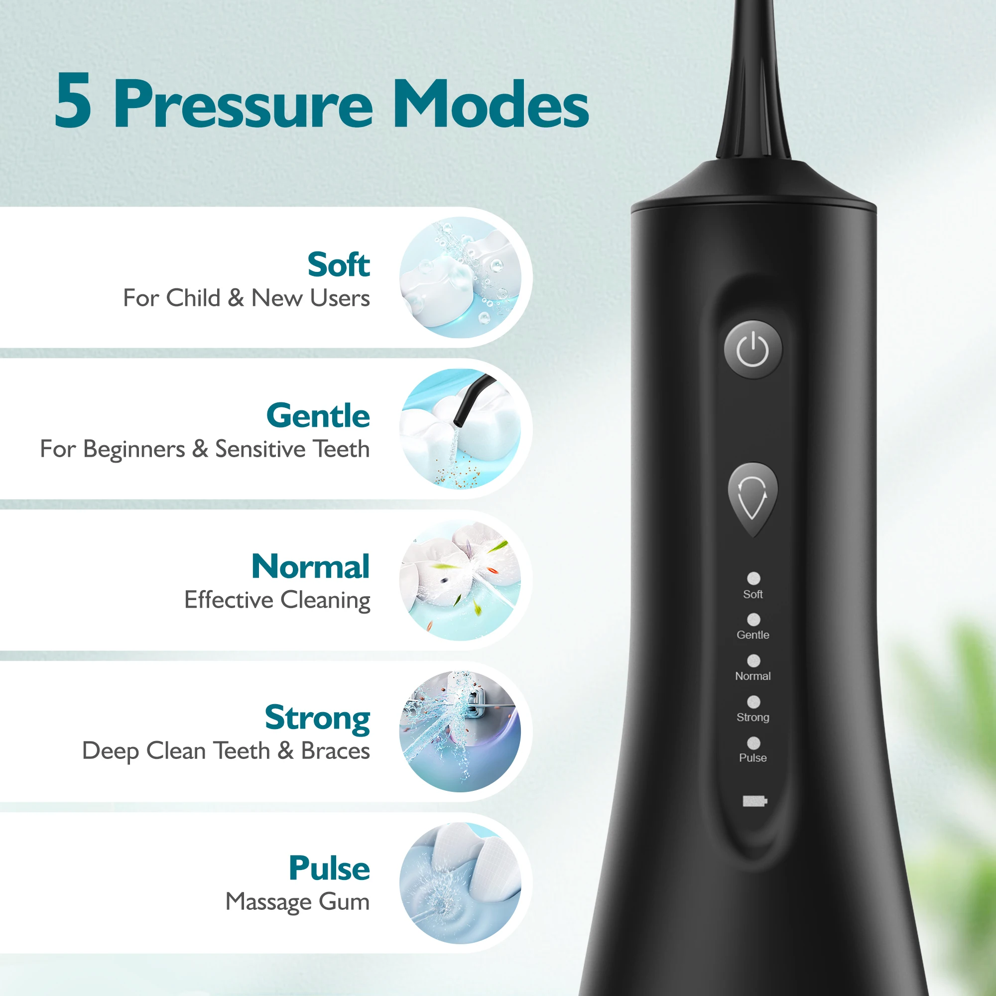 Sejoy Sonicare Cordless Water Dental Flosser for Teeth Cleaning Denture Brushes Portable Oral Irrigator for Home Travel