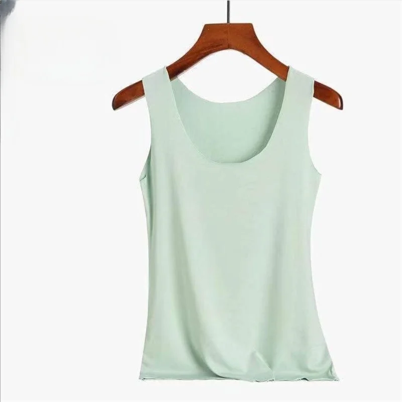 Women Summer Tight fit No trace Tanks Camis Vest Fashion Casual Sleeveless Ladies Street Tanks Tops Tees Hotsweet Bra B3192