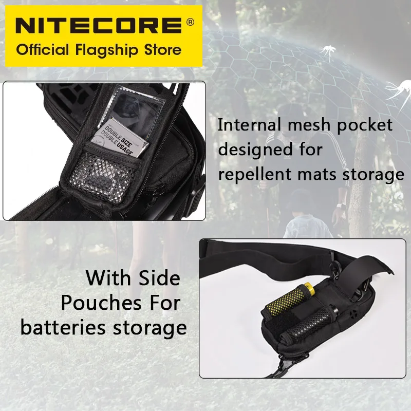 NTIECORE NRH10 Portable Holster 600D for EMR10 Mosquitoes Repeller with 21700 Battery Side Pouch Repeller Mats Internal Mesh Bag