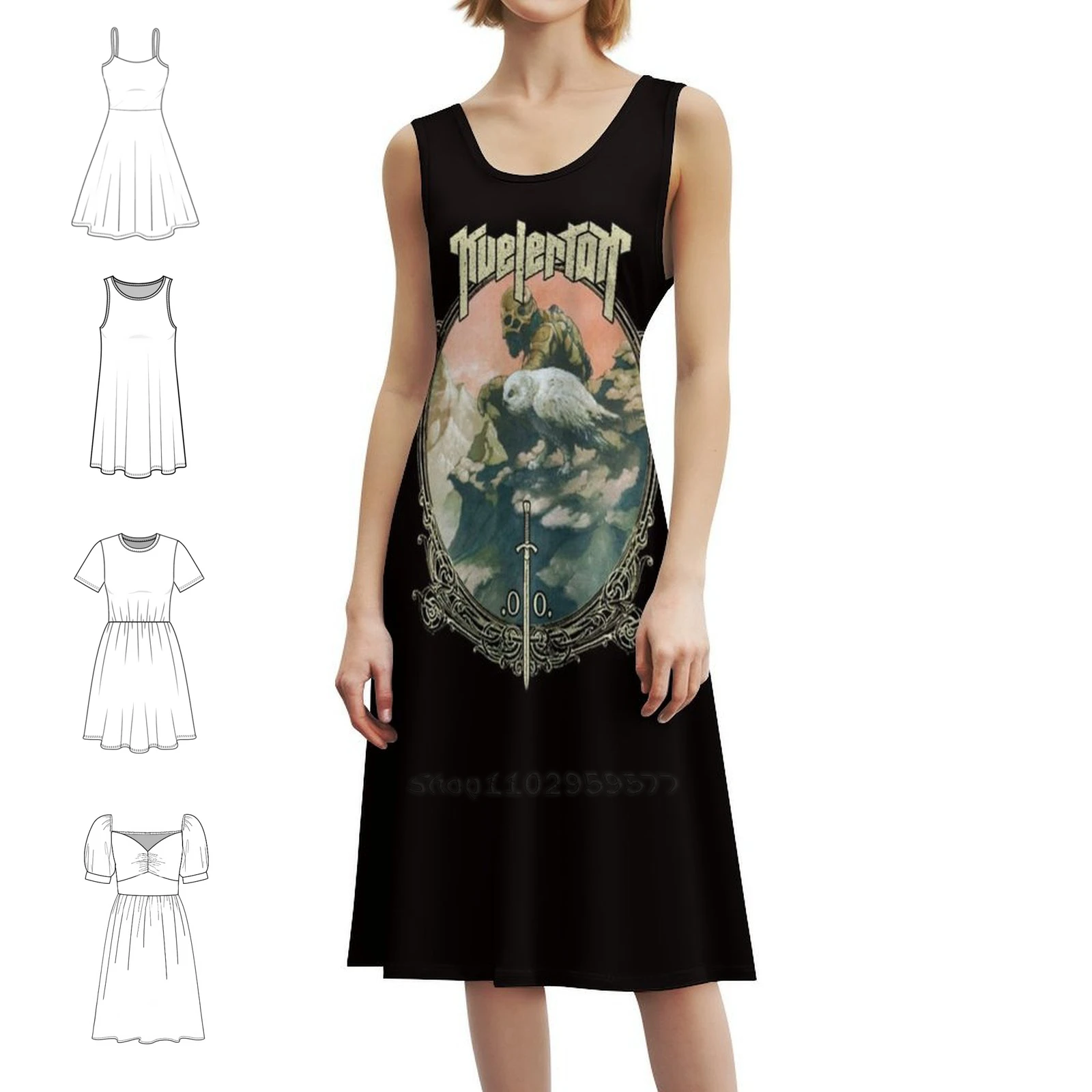 فستان قصير كلاسيكي من Music Kvelertak 2 على طراز Preppy للنساء على شكل حرف a فضفاض مناسب فستان يوم غير رسمي للمغني الأمريكي وموسيقى البوب