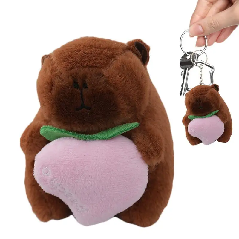 LLavero de Capybara para niños y niñas, colgante de juguete de peluche, suave, decorativo, fruta, Animal, mochila