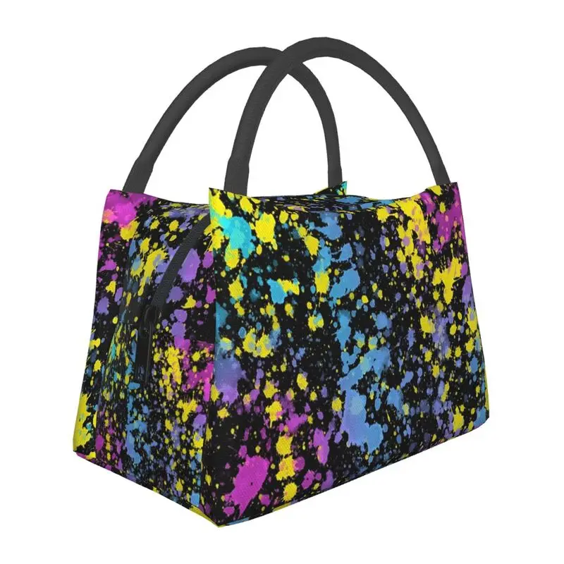 

Artist Painting Neon Paint Splatters Lunch Box for Women Cooler Thermal Food Insulated Lunch Bag Travel Work Pinic Container