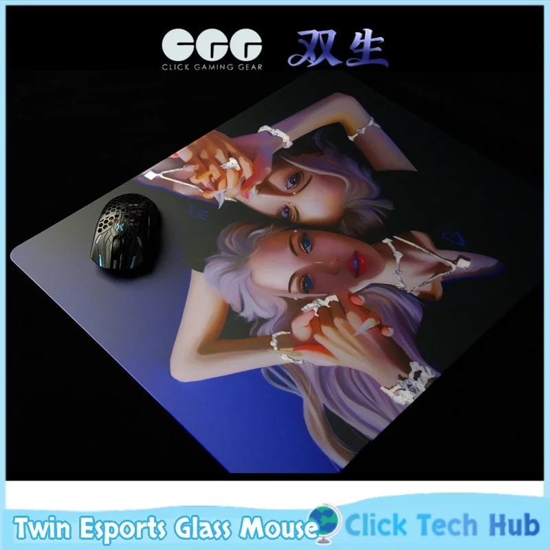 Click Gaming Gear Twin Competitive Glass Mouse 490x420mm Anime Theme Pad Non Coated Speed Type Esports Gaming Specific Mouse Pad
