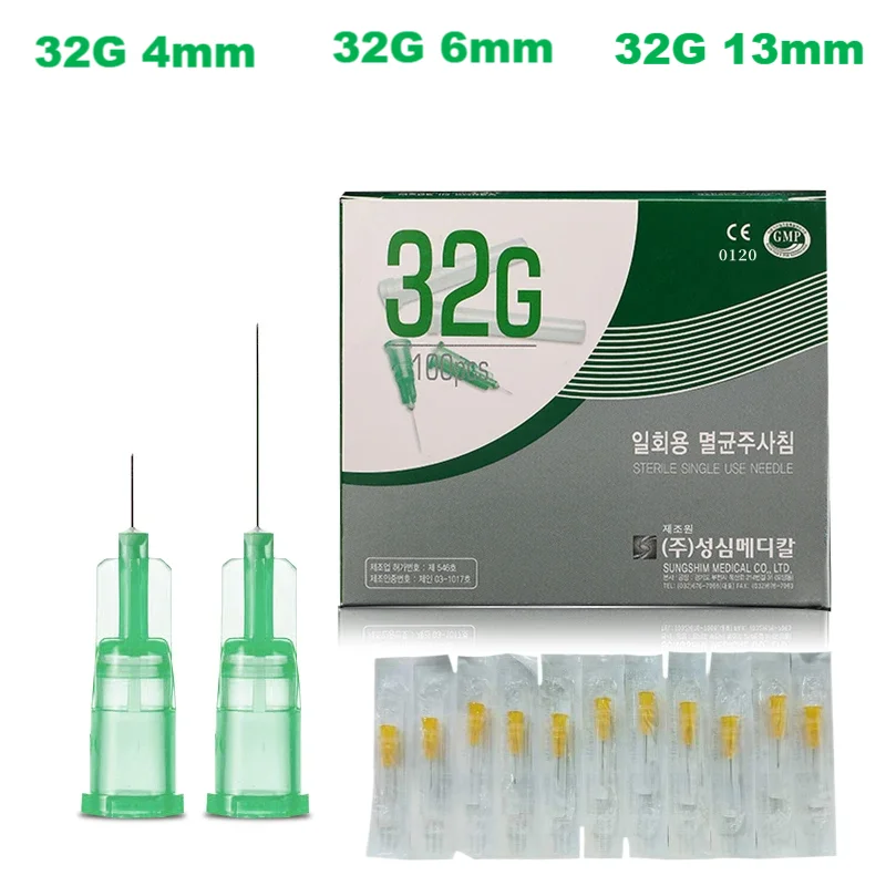 50/100pcs painless small needle  32G 4mm 32G 6mm 13mm disposable medical micro-plastic injection cosmetic sterile needle surgica