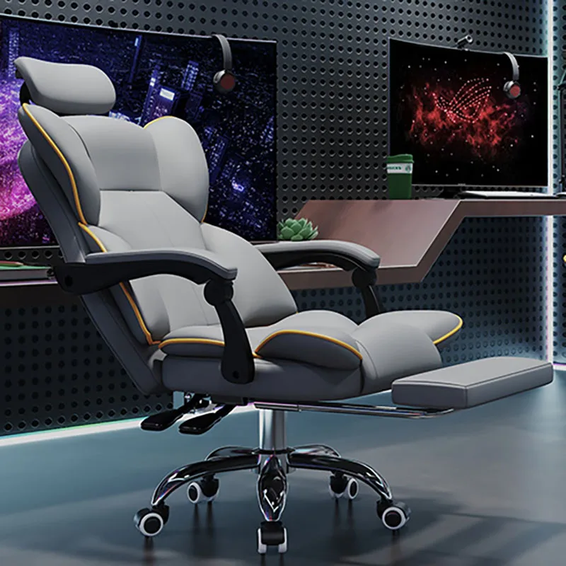 Ergonomic office chair with foot pedals, wheels, seat cushions, sliding luxury office chair, computer elevator, Silla De Oficina