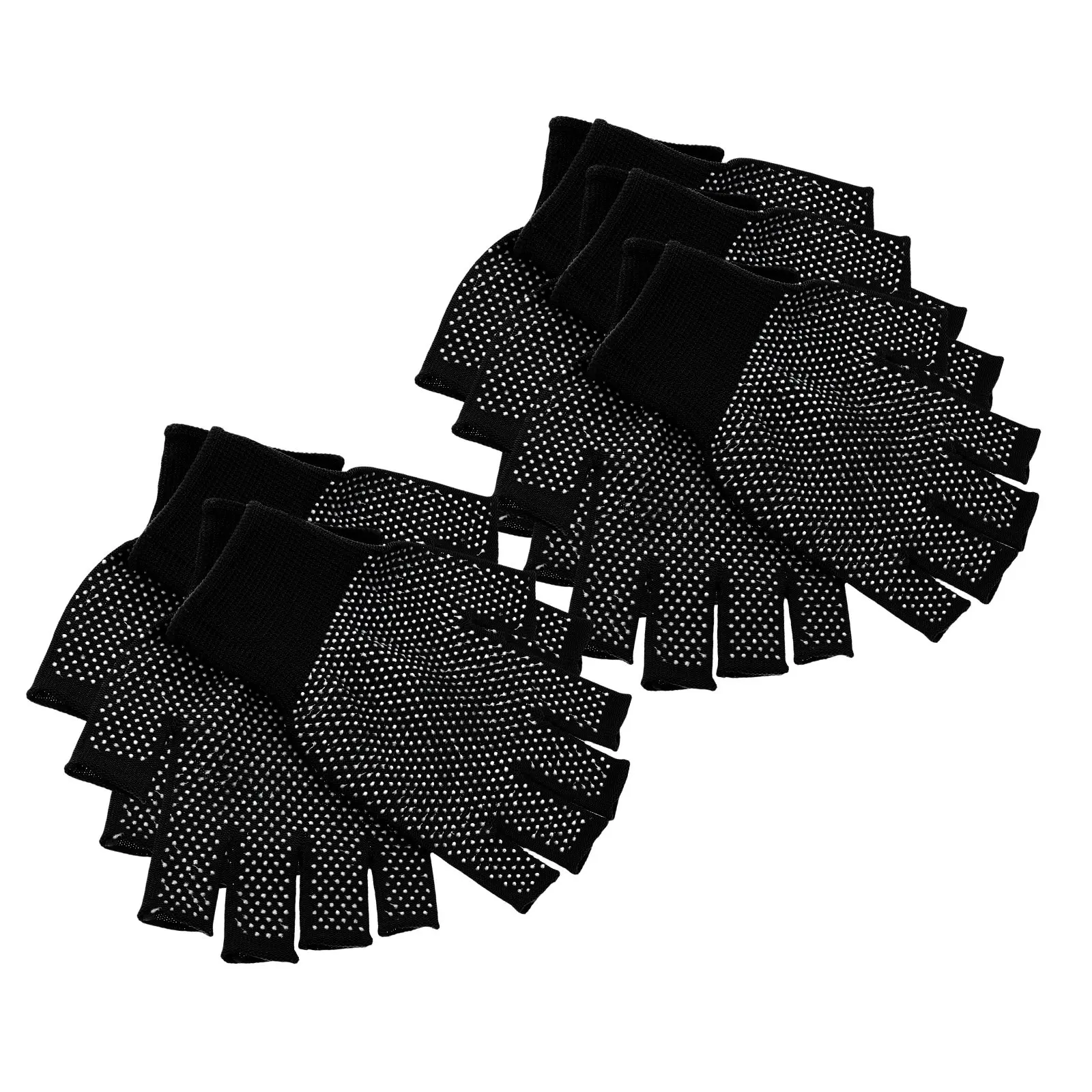 

5Pairs Polyester PVC Fingerless Work Gloves Non-Slip Grip Breathable Winter Warm Gloves for Driving Cycling Hiking Labor Tasks