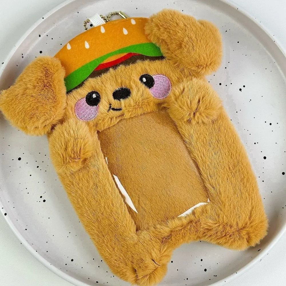 Custodia protettiva per carte di animali dei cartoni animati, hamburger, cucciolo di peluche, porta carte fotografiche, albero di Natale, copertura per carte d'identità in stile coreano