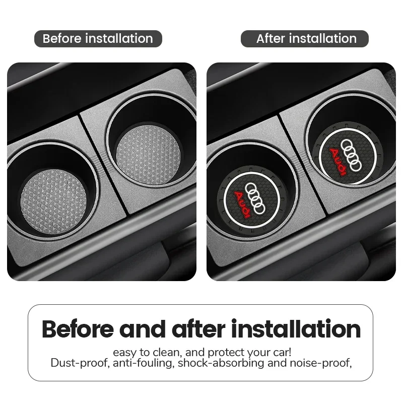 2pcs Car Coaster Water Cup Slot Non-Slip Mat Pad Silicone Holder For Audi Sline A4 B7 B8 B9 A3 8P 8V 8L A5 A6 C6 C5 C7 A1