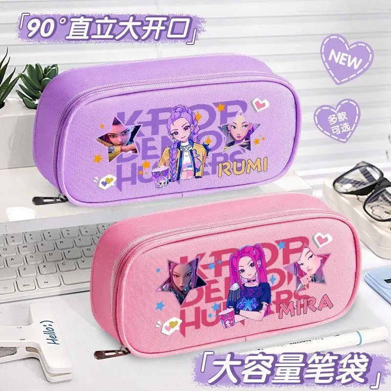 2026 Cute Lumi Kids Pencil Box Kpop Demon Hunters New Anime Pencil Case Large Capacity Student Pen Pouch Portable Stationery Bag