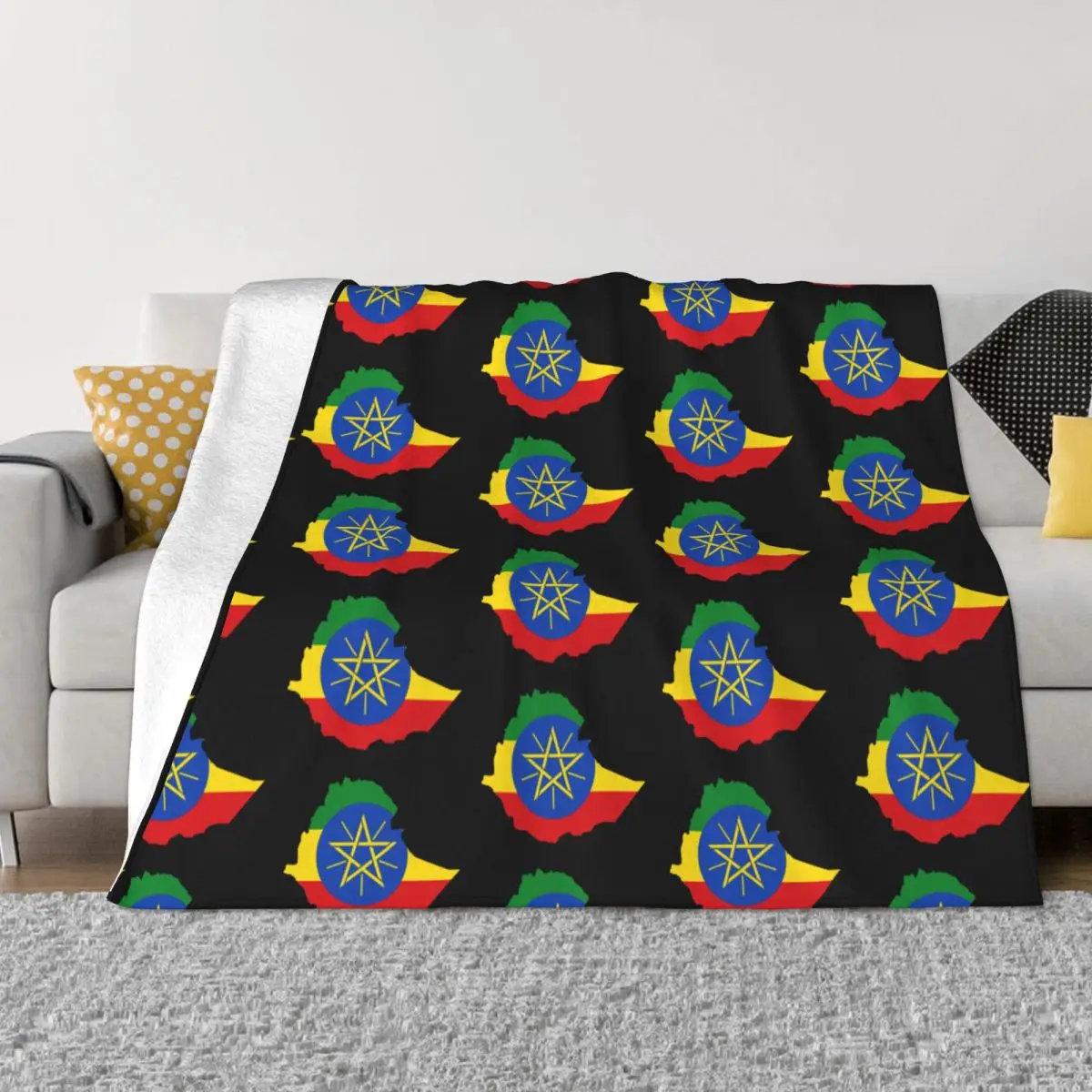 Ethiopia Flag Blankets Warm Flannel Imperial Throw Blanket for Bedding Travel Sofa