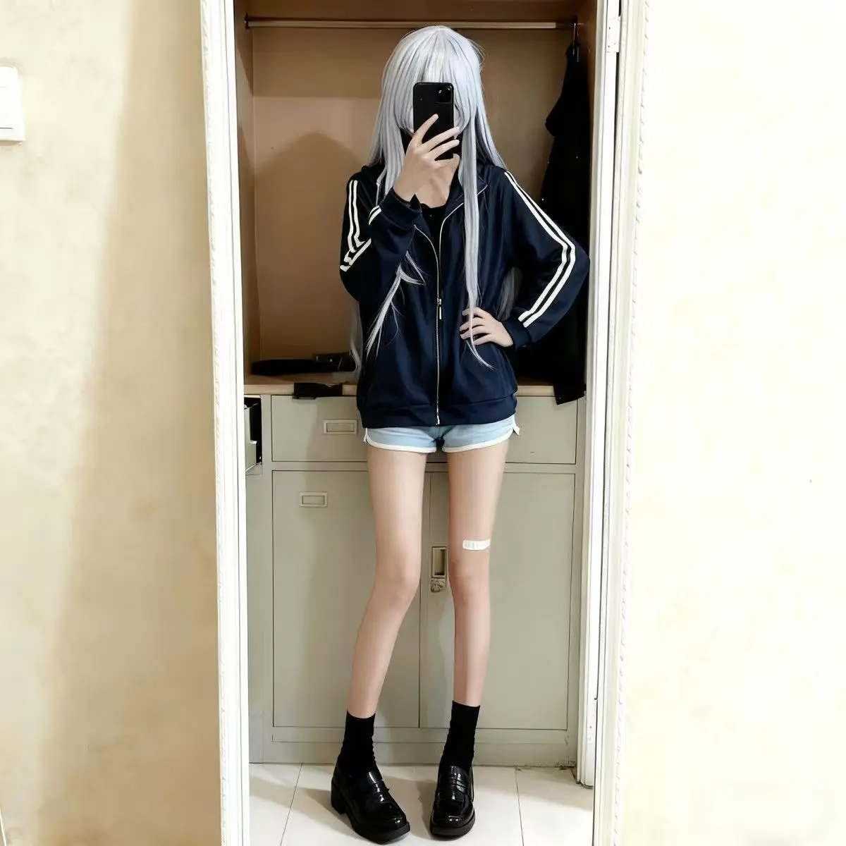 Versatile Kanade Yoisaki Cosplay Outfit - Patchwork Stand Collar Coat, Hoodie and Shorts Set for Daily & Cos Use