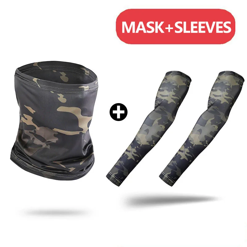 Ensemble foulard et manches en soie glacée pour protection solaire, pour activités de plein air, foulard multifonctionnel, Protection des bras pour la pêche, la randonnée, le cyclisme