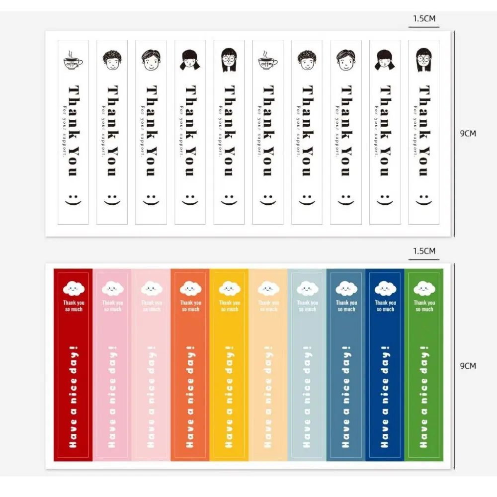 100Pcs/10 Sheets Thank You For Your Support Milk Tea Sticker Small Business Rectangle Seal Label Self-Adhesive