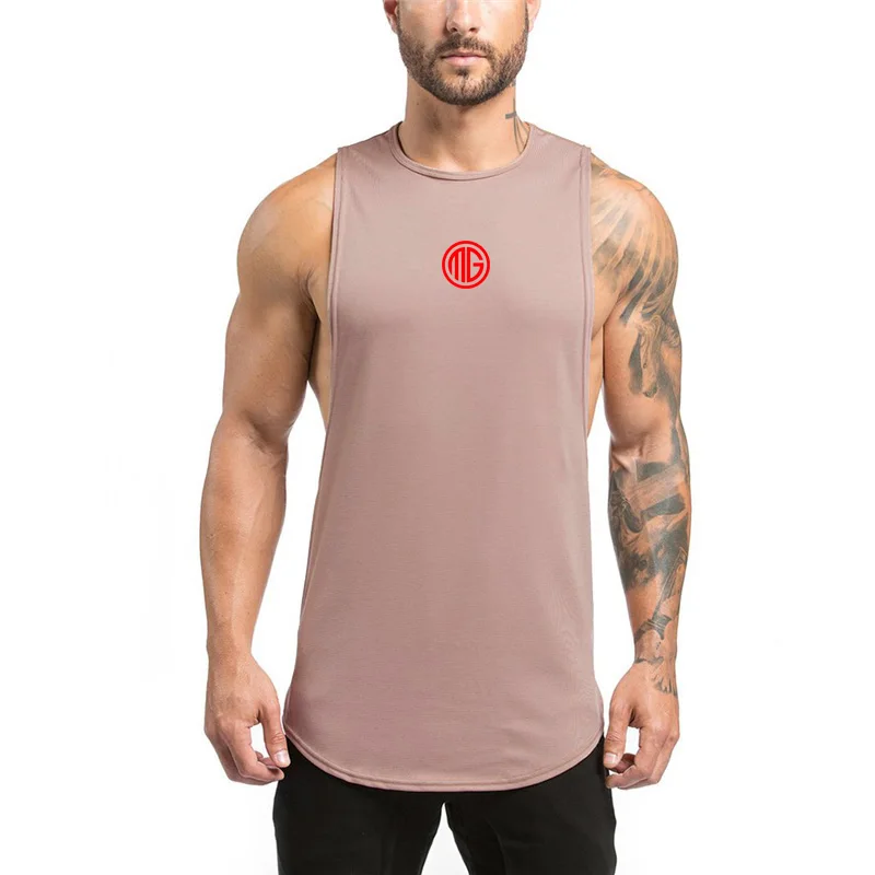 

Gym Bodybuilding Workout Tank Top Men Cotton Breathable Sleeveless Tshirt Muscle Fitness Singlet Summer Loose Elastic Sportswear