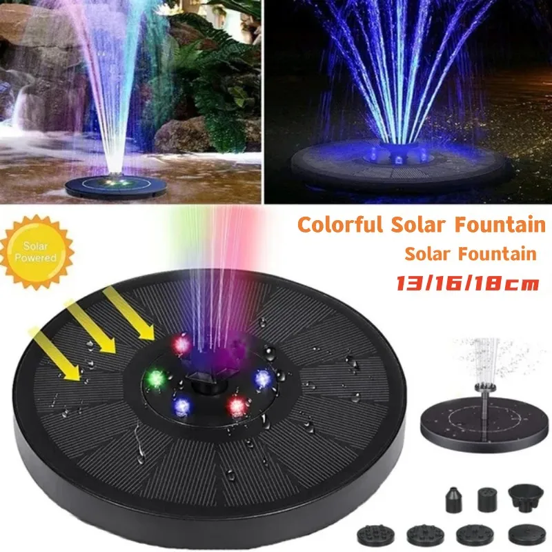 

Waterproof Solar Fountain Pump Energy-saving Plants Watering Colorful Bird Bath Solar Fountain Outdoor Garden Pool Decoration