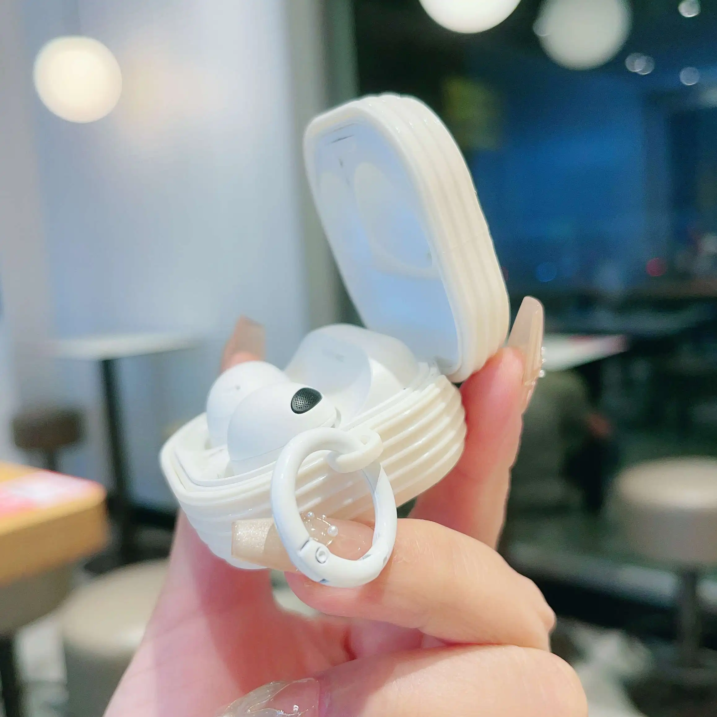 لسامسونج غالاكسي براعم 2 برو/براعم 2/براعم لايف/براعم برو/براعم fe حافظة لطيف الكرتون الأرنب قلادة الصلب سماعة الغطاء الواقي