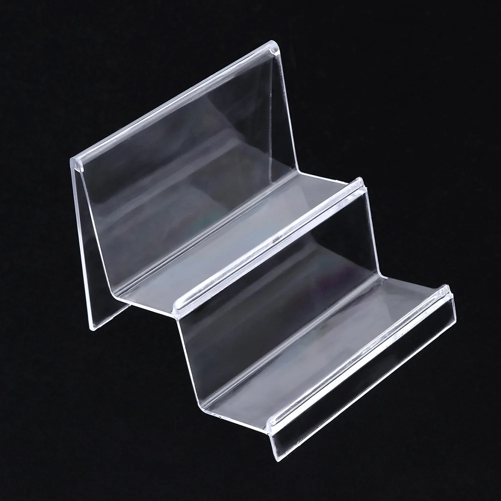 

2pcs Clear Acrylic Desktop Organizer Display Stand Two-Tier Storage Rack For Wallets Purse Display Shelf Home Office Study Use