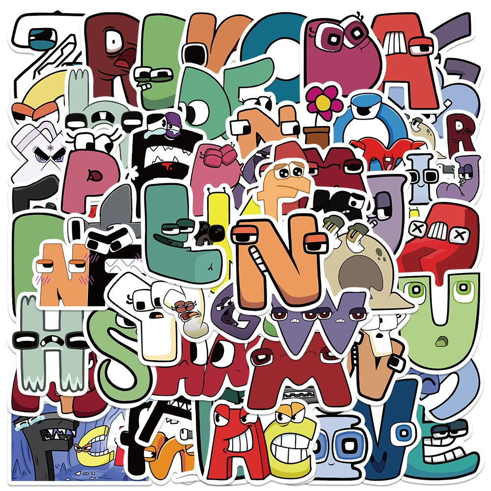 52pcs Cartoon Graffiti Alphabet Lore Stickers Decals For Phone Suitcase Skateboard Guitar Waterproof Stickers Children Toy Gifts