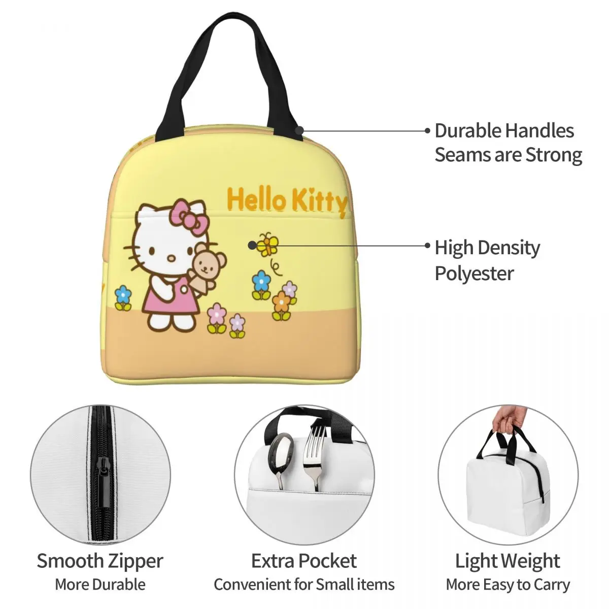 Kawaii sanrio hello kitty Cartoon isoliert Lunch Bag Thermo beutel Mahlzeit Behälter auslaufs ichere Tasche Lunchbox Mädchen Junge College-Reise