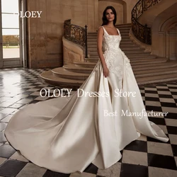 OLOEY Exquisite Ivory Wedding Dress Detachable Train 2025 Sleeveless Bridal Gown Mermaid Bride Dress Customized Vestido De Noiva