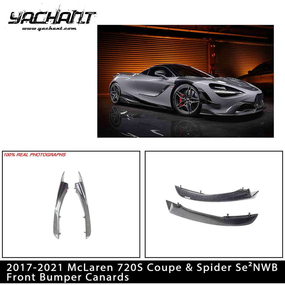 Car Accessories Carbon Fiber CF Front Bumper Canards  Fit For 2017-2021 McLaren 720S Coupe & Spider Se²NWB  customization