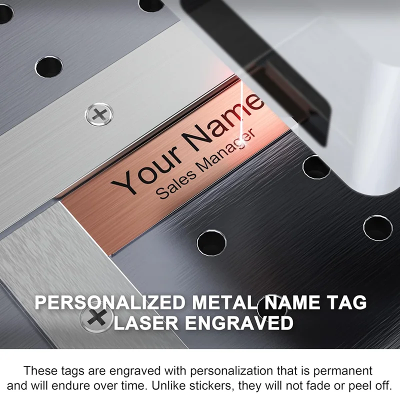 5PCS 70x20mm Free Customizable Brooches Pin Personalized Engraved Text Logo Business ID Plate Metal Tag Customized Name Badges