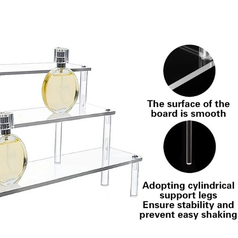 3/4/5 Tier Clear Display Risers Stand, Plastic Risers For Display, Plastic Perfume Organizer, Display For Figures, Cupcake