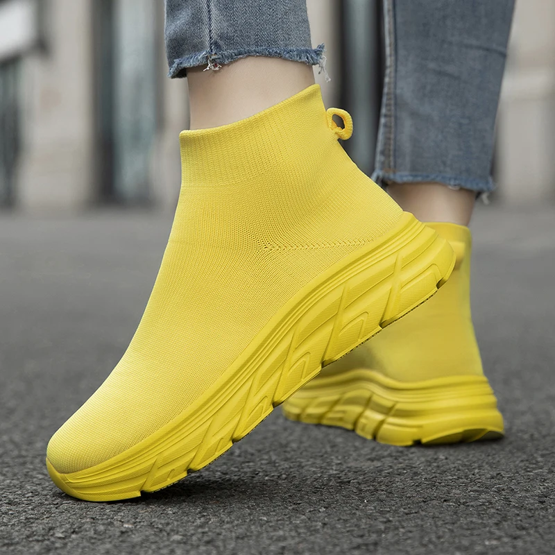 High Top Running Shoes For Men Women Trainers Comfy Breathable Knit Men's Casual Sneakers Outdoor Non-slip Women's Sports Shoes