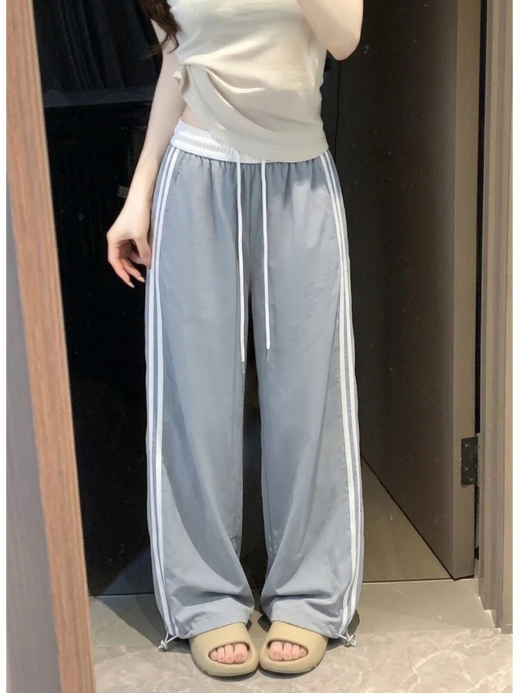 

Women's Loose Elastic Waist Drawstring Quick Dry Casual Pants Summer 2026 New Style Straight Leg Pants Casual Trousers