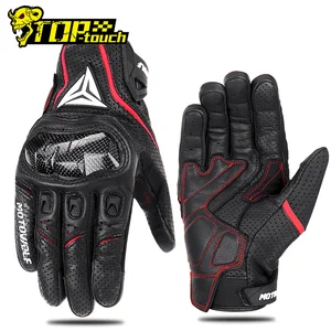 Motorrad -Lederhandschuhe, Kohlefaser, wasserdicht, Touchscreen, Nicht -Slip, perforierte Belüftung, Motorrad, vier Stationen 8 Hauptverkaufshandschuh X11 Blackout - №3