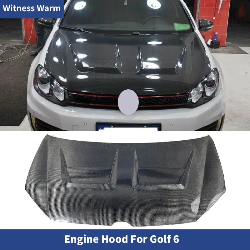 Golf 6 Carbon Fiber Car Engine Hood Cover for Volkswagen Golf6 Bonnet Car Body Kit 2009-2013