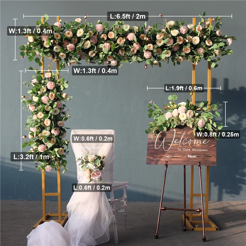 

Wedding Decoration Customized Artificial Flowers Romantic Marriage Backdrop Decoration Flower Row Ball Wall for Arch Stand Decor