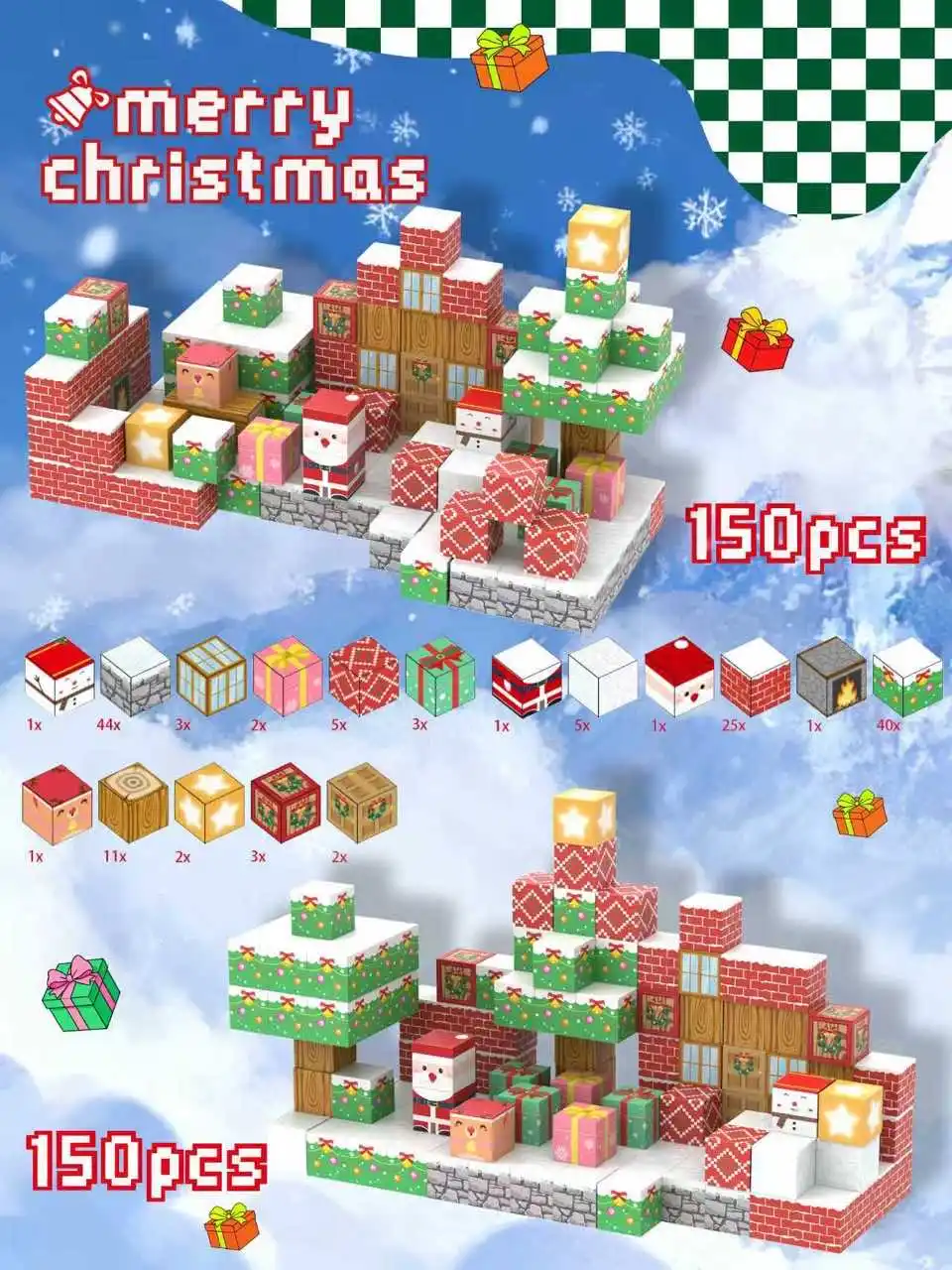 عيد الميلاد اللبنات المغناطيسية الدعاوى الجذعية لتقوم بها بنفسك اللعب مجموعة البناء سانتا كلوز سانتا كلوز الرنة مكعبات ثلاثية الأبعاد التراص